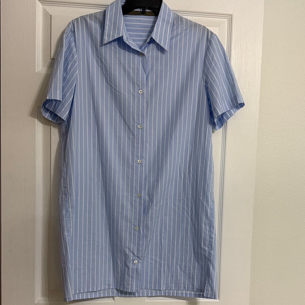 Enza Costa Light Blue Striped Shirt